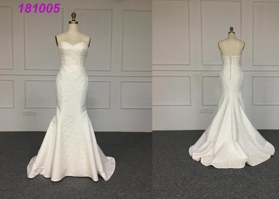 Zipper White Mermaid Bridesmaid Dresses , Big Mermaid Wedding Dresses With Long Train