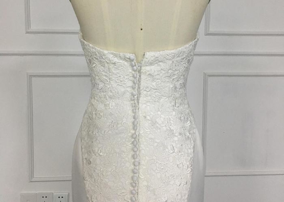 Zipper White Mermaid Bridesmaid Dresses , Big Mermaid Wedding Dresses With Long Train