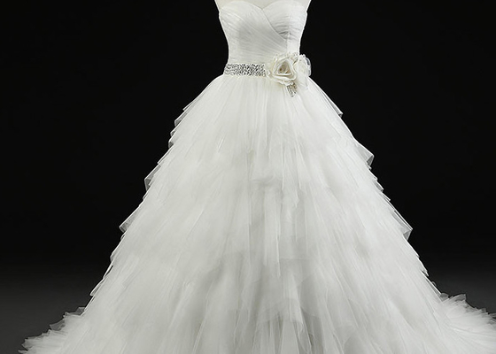 Modern Sweetheart Princess Bride Wedding Dress Full Puffy Tulle Customized Size