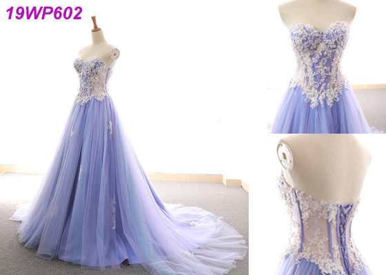Sexy Formal Satin A Line Wedding Dress / Fashion Purple Sleeveless Bridal Gowns