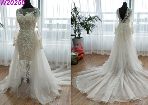 Detached Train A Line Ball Gown Wedding Dress Floor Length Embroidery Decoration