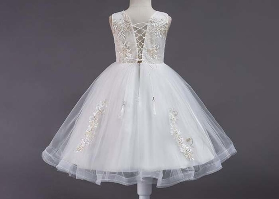 Short Sleeveless White Lace Flower Girl Dress / Eco Friendly Cute Flower Girl Dresses