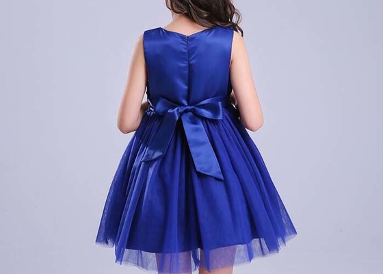 Washable Navy Flower Girl Dresses , Floral Fluffy Little Girl Flower Girl Dresses