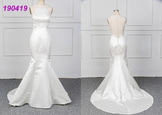 لباس عروسی مایکادا A Line Halter White پری دریایی بهار لباس عروس لباس مدرن